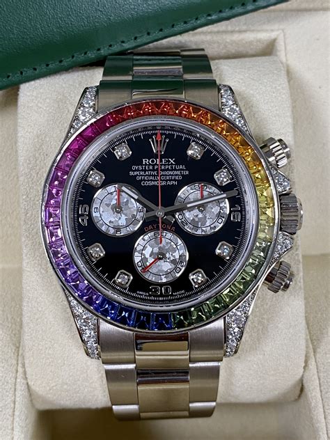 rolex daytona rainbow white gold